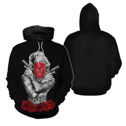 Marilyn Monroe gangster guns with roses black hoodie