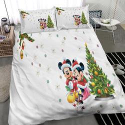Mickey And Minnie Bedding Set, Disney Christmas Bedding Set Gift For Your Girlfriend Boyfriend Gift For Love Gift For Friend Best Valentine Present Holiday Gift