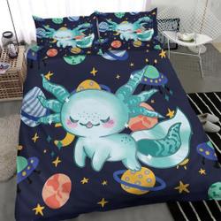 Cartoon Teal Axolotl 100% Cotton Bedding Set, Lovely Ocean AnimalGift For Your Girlfriend Boyfriend Gift For Love Gift For Friend Best Valentine Present Holiday Gift