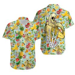 Fruitful And Banana Skull Hawaiian Shirt Gift For Your Girlfriend Boyfriend Gift For Love Gift For Friend Best Valentine Present Holiday Gift