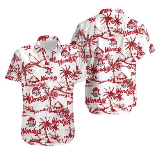 Wendy's Food Tropical Flower Aloha Hawaiian Shirts Gift For Your Girlfriend Boyfriend Gift For Love Gift For Friend Best Valentine Present Holiday Gift