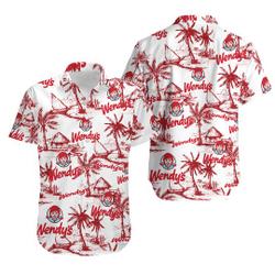 Wendy's Food Tropical Flower Aloha Hawaiian Shirts Gift For Your Girlfriend Boyfriend Gift For Love Gift For Friend Best Valentine Present Holiday Gift
