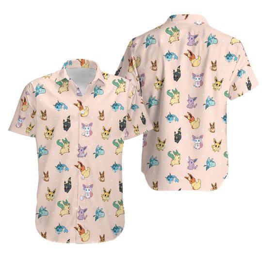 Eevee Evolution PKM Hawaiian Shirt Gift For Your Girlfriend Boyfriend Gift For Love Gift For Friend Best Valentine Present Holiday Gift