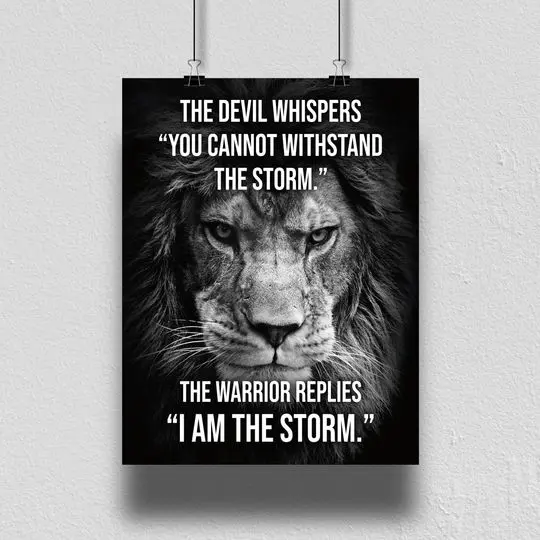 I AM The Storm, Lion, Warrior Poster Premium Matte Vertical Poster Meaningful Gift For Family Gift For Boyfriend Valentine Gift Birthday Gift Holiday Gift