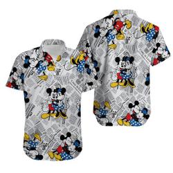 Minnie Mickey Love Pattern 3D Hawaiian Shirt, Hawaiian Shirt Gift For Your Girlfriend Boyfriend Gift For Love Gift For Friend Best Valentine Present Holiday Gift
