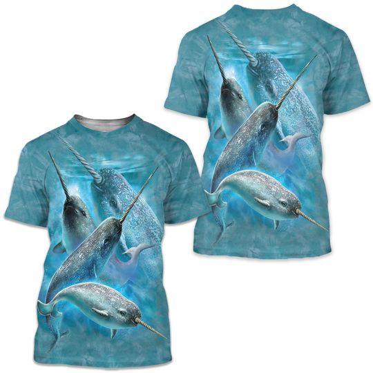 Narwhal Unicorn Whale Dolphin Narwhals Tusk 3D Shirt Meaningful Gift For Family Gift For Boyfriend Valentine Gift