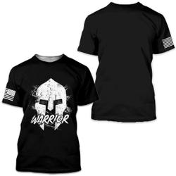 American Spartan Warrior Distressed 3D T-Shirt Meaningful Gift For Family Gift For Boyfriend Valentine Gift