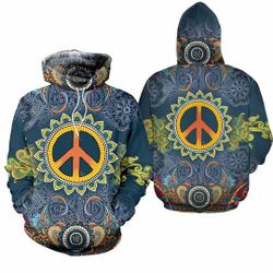 3D All Over Print Blue Hippie Hoodie