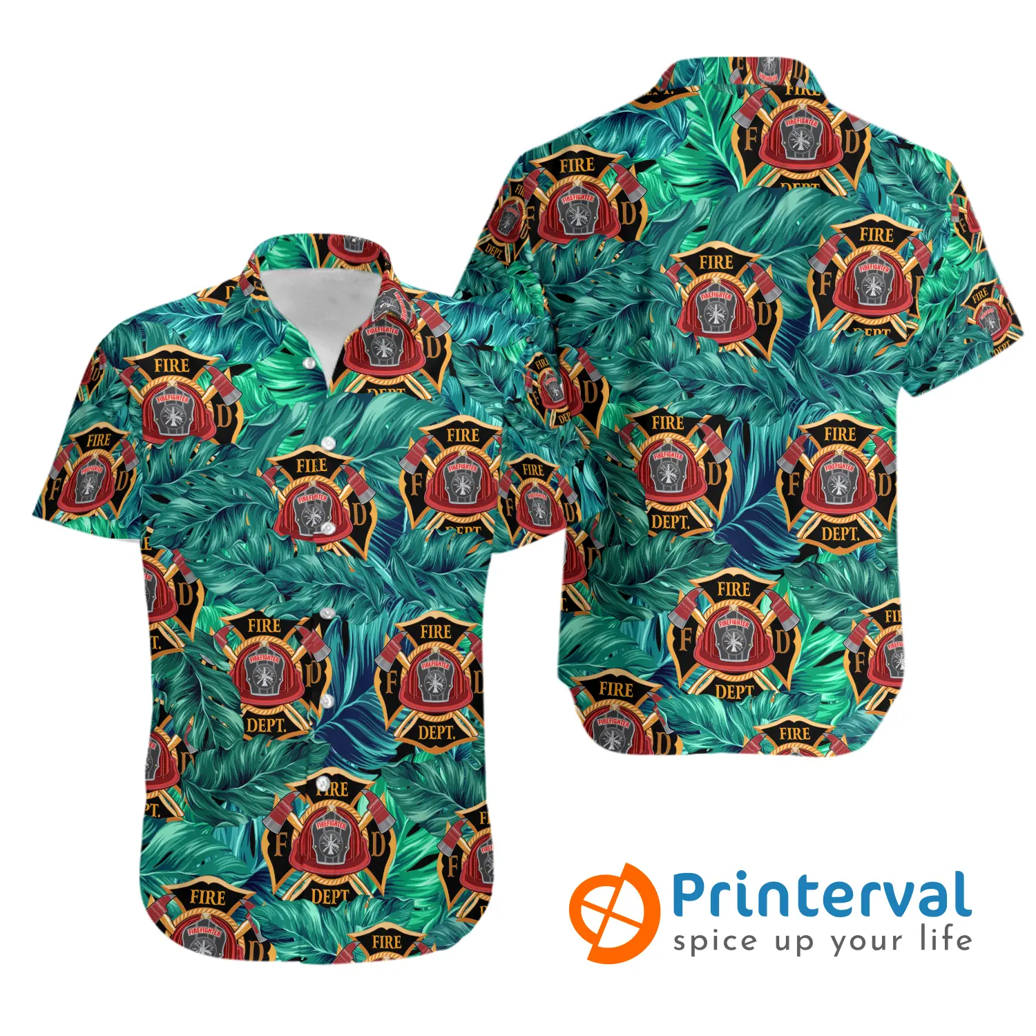 Firefighter Tropical Green Hawaiian Shirt Gift For Your Girlfriend Boyfriend Gift For Love Gift For Friend Best Valentine Present Holiday Gift