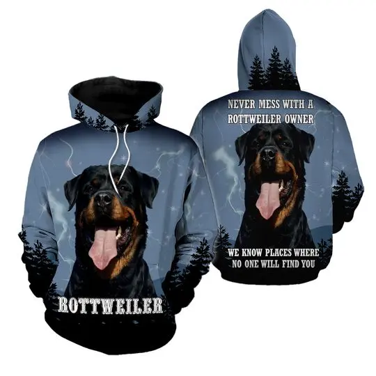 Rottweiler Dog 3D All Over Print Pullover Hoodie