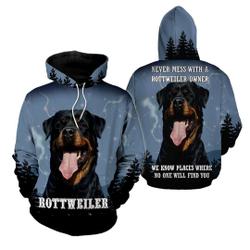 Rottweiler Dog 3D All Over Print Pullover Hoodie