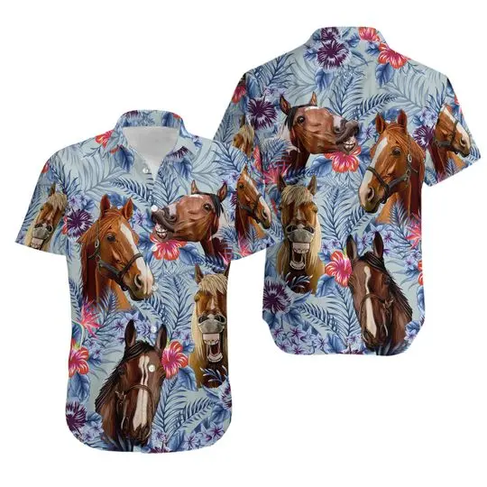 Tropical Horse Hawaiian Shirts Gift For Your Girlfriend Boyfriend Gift For Love Gift For Friend Best Valentine Present Holiday Gift