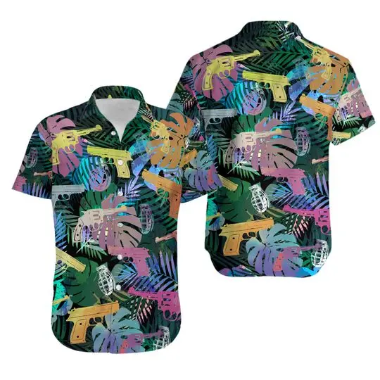 Gun Tropical Hawaiian Shirt, Gun Lover, Gun Shirt Gift For Your Girlfriend Boyfriend Gift For Love Gift For Friend Best Valentine Present Holiday Gift