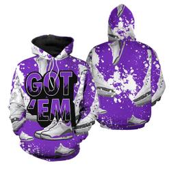 Shoes Got Em Drip Unisex Sneaker Shirt Match Dark Iris 3s, Jordan 3 Retro Dark Iris 3D Hoodie