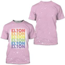 Elton John Rainbow Bleached 3D T shirt Meaningful Gift For Family Gift For Boyfriend Valentine Gift