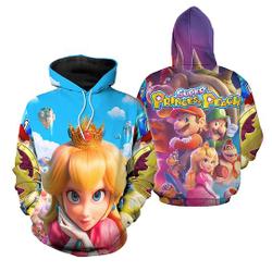 Prince Peach Mario HOODIE, Mario Bros movie Hoodie 3D, Mario Video Game Hoodie
