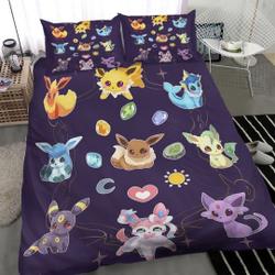 Personalized PKM Eevee Duvet Covers Bedding Set,Twin Full Queen KingGift For Your Girlfriend Boyfriend Gift For Love Gift For Friend Best Valentine Present Holiday Gift