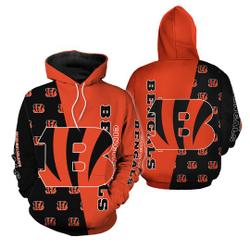 Bengals 3D Hoodie, Black Bengals Hoodie, NFL 3D Hoodie