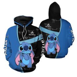 Blue Stitch All Over Print Hoodie
