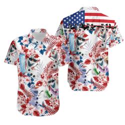 Olaf Frozen Blue Red 4th July Independence Day Disney Hawaiian Shirt Gift For Your Girlfriend Boyfriend Gift For Love Gift For Friend Best Valentine Present Holiday Gift