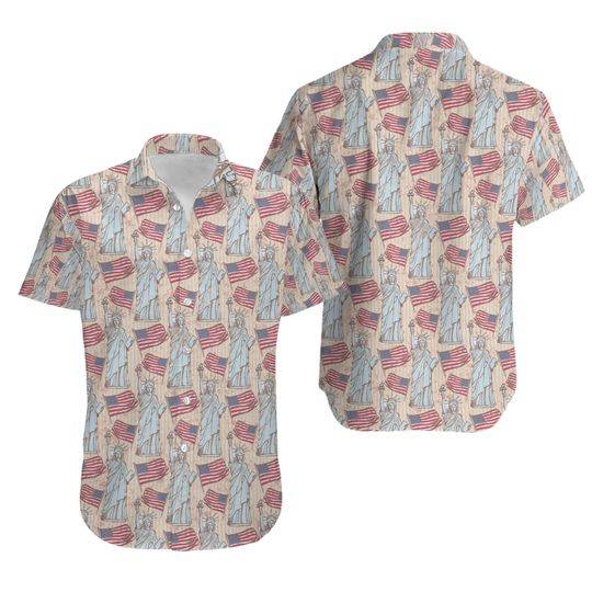 Happy 4th Of July Statue Of Liberty Hawaiian Shirt Gift For Your Girlfriend Boyfriend Gift For Love Gift For Friend Best Valentine Present Holiday Gift