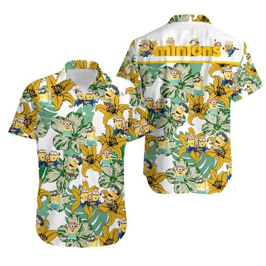 Minions Hawaiian Shirt, Comedy Animation Hawaiian Shirt Gift For Your Girlfriend Boyfriend Gift For Love Gift For Friend Best Valentine Present Holiday Gift