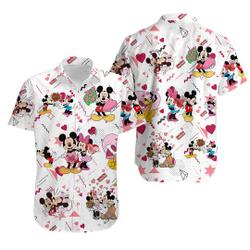 Mickey Minnie Disney Valentine's Day Hawaiian Shirt Gift For Your Girlfriend Boyfriend Gift For Love Gift For Friend Best Valentine Present Holiday Gift