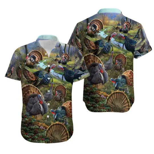 Wild Turkey In Spring Hawaiian Shirt 3D Gift For Your Girlfriend Boyfriend Gift For Love Gift For Friend Best Valentine Present Holiday Gift