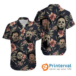 Horror Halloween Hawaii Shirt, Horror Tropical Button Shirt Gift For Your Girlfriend Boyfriend Gift For Love Gift For Friend Best Valentine Present Holiday Gift