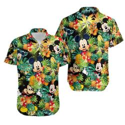Mickey Mouse Pineapple Fruit Tropical Hawaiian Shirt, Mickey Mouse Hawaiian Shirt, Summer Button Up Shirt Gift For Your Girlfriend Boyfriend Gift For Love Gift For Friend Best Valentine Present Holiday Gift