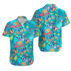 Squirtle Hawaiian Pattern.xanh.Hawaiian Shirt, Button Up Shirt, PKM Hawaiian Shirt, Aloha Shirt, Hawaiian Anime Shirt Gift For Your Girlfriend Boyfriend