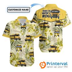 HOT Summer 2022 Personalized Name School Bus Driver Custom Hawaiian Shirt Custom Name Gift For Your Girlfriend Boyfriend Gift For Love Gift For Friend Best Valentine Present Holiday Gift