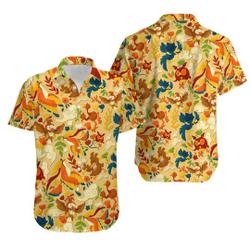 Pidgeot Yellow PKM Hawaiian Shirt, Button Up Shirt Gift For Your Girlfriend Boyfriend Gift For Love Gift For Friend Best Valentine Present Holiday Gift
