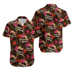 Makers Mark Bourbon Whiskey Unisex Hawaiian Shirt, Short-Sleeve Makers Mark Bourbon Hawaiian Shirt, Gift for Him, Whiskey tee