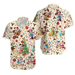 Mickey & Friends Santa Hats Hawaiian Shirt Gift For Your Girlfriend Boyfriend Gift For Love Gift For Friend Best Valentine Present Holiday Gift