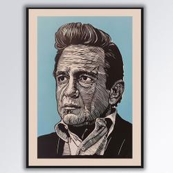 Johnny Cash A3 linoprint Meaningful Gift For Family Gift For Boyfriend Valentine Gift Birthday Gift Holiday Gift