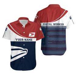 Personalized Postal Worker Shirt, Shirt With Postal Worker Logo Hawaii Shirt Gift For Your Girlfriend Boyfriend Gift For Love Gift For Friend Best Valentine Present Holiday Gift