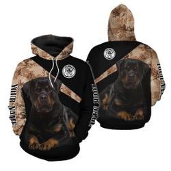Personalized Name Rottweiler Dog 3D All Over Print Pullover Hoodie