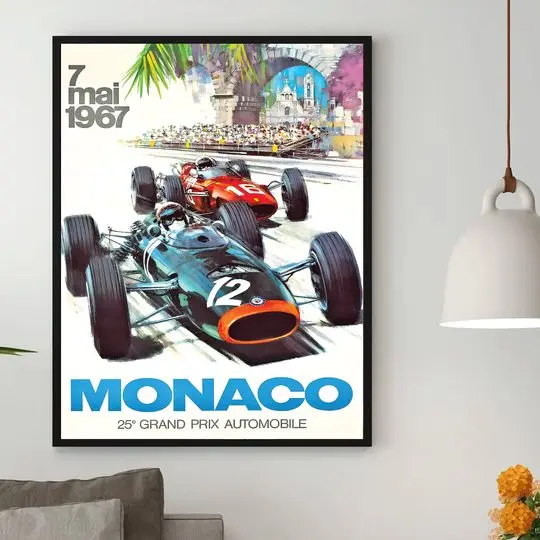 Monaco Grand Prix 1967 Poster Premium Matte Vertical Poster Meaningful Gift For Family Gift For Boyfriend Valentine Gift Birthday Gift Holiday Gift