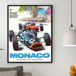 Monaco Grand Prix 1967 Poster Premium Matte Vertical Poster Meaningful Gift For Family Gift For Boyfriend Valentine Gift Birthday Gift Holiday Gift