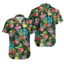 Monsters Inc Shirt, Monsters Inc Hawaiian Shirt, Monsters Button Shirt, Mike And Sulley, Disney Halloween Gift For Your Girlfriend Boyfriend Gift For Love Gift For Friend Best Valentine Present Holiday Gift