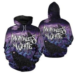 Motionless In White Hoodies, Pullover Black Hoodie, Band Metalcore Hoodie 3D
