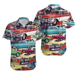 Vintage Car Collage Hawaiian Shirt Gift For Your Girlfriend Boyfriend Gift For Love Gift For Friend Best Valentine Present Holiday Gift
