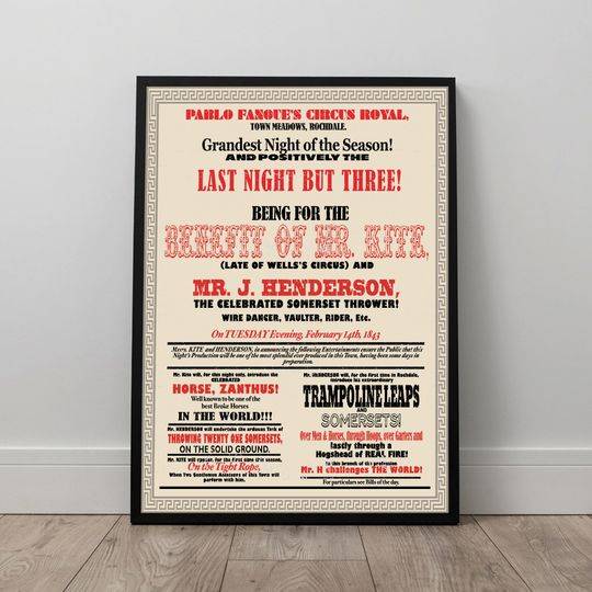 Mr Kite - Victorian Circus Poster Meaningful Gift For Family Gift For Boyfriend Valentine Gift Birthday Gift Holiday Gift