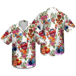Muppet Playing Drum Tropical Flower Hawaiian Shirt Gift For Your Girlfriend Boyfriend Gift For Love Gift For Friend Best Valentine Present Holiday Gift