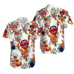 Muppet Playing Drum Tropical Flower Hawaiian Shirt Gift For Your Girlfriend Boyfriend Gift For Love Gift For Friend Best Valentine Present Holiday Gift