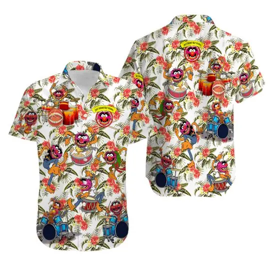 Muppet Playing Drum Tropical Flower Hawaiian Shirt Gift For Your Girlfriend Boyfriend Gift For Love Gift For Friend Best Valentine Present Holiday Gift