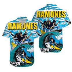 Music Rock Band The Ramones 3D Print Hawaiian Shirt, Summer Vacation Hawaiian Shirt Gift For Your Girlfriend Boyfriend Gift For Love Gift For Friend Best Valentine Present Holiday Gift