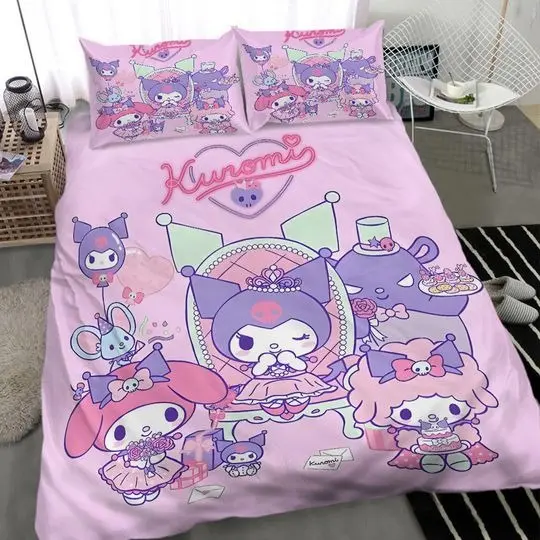 My Melody and Kuromi Duvet, Kawaii Cartoon Bedding Set Gift For Your Girlfriend Boyfriend Gift For Love Gift For Friend Best Valentine Present Holiday Gift