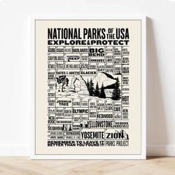 National Parks Checklist Poster Premium Matte Vertical Poster Meaningful Gift For Family Gift For Boyfriend Valentine Gift Birthday Gift Holiday Gift